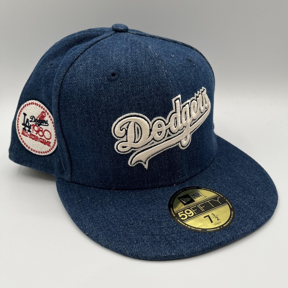 Los Angeles Dodgers New Era 59FIFTY‎ Hat Cap Fitted Mens 7 1/2 Denim MLB NEW